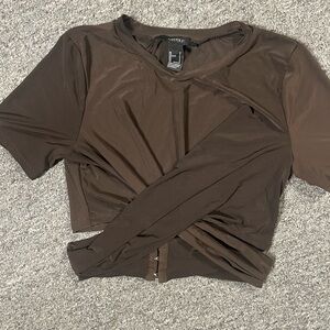 Forever 21 Brown Wrap Crop Top NWOT!